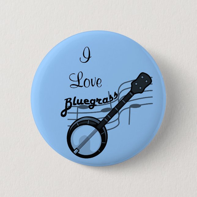 Bluegrass music with banjo 2 inch round button (Front)