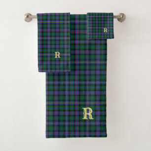BlueGreen Tartan with (or without) your Initial(s) Bath Towel Set