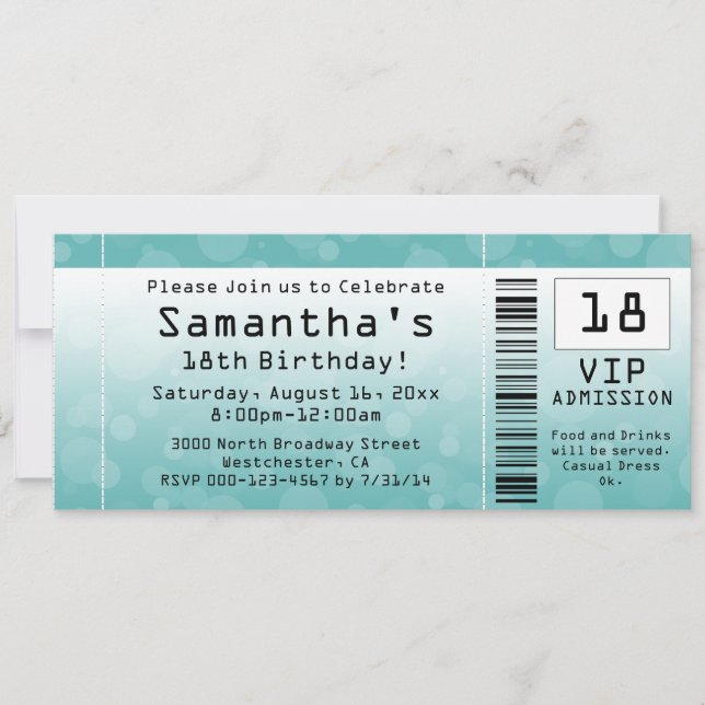 BlueGreen Ticket Invitations (Front)