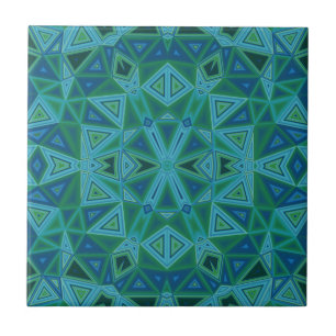 Bluegreen Triangles Ceramic Tile