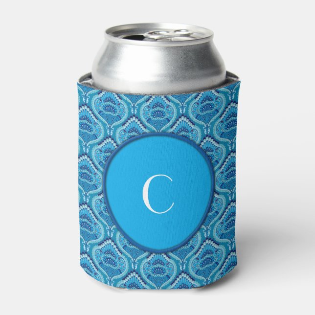 Blueish - Feathered Paisley Can Cooler (Can Front)