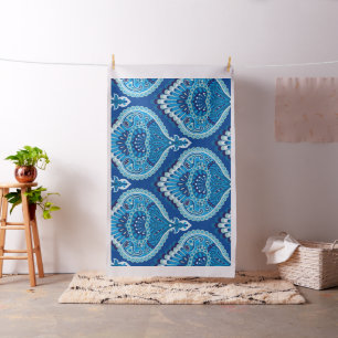 Blueish - Feathered Paisley Fabric
