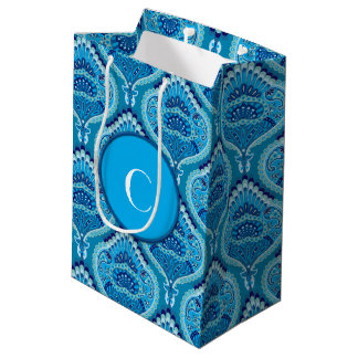 Blueish - Feathered Paisley Medium Gift Bag