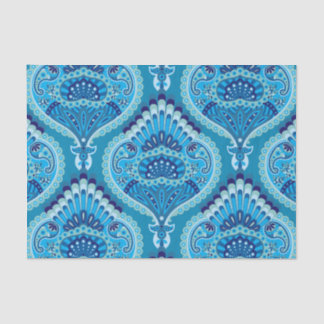 Blueish - Feathered Paisley Tissue Paper