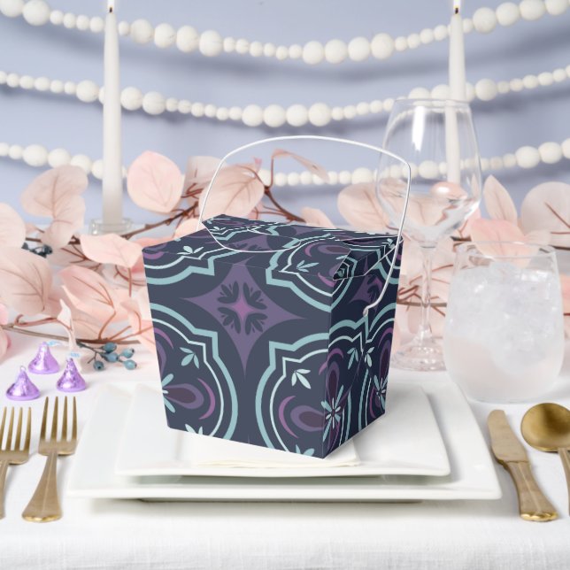 blueish floral tiling pattern favor box (Wedding)