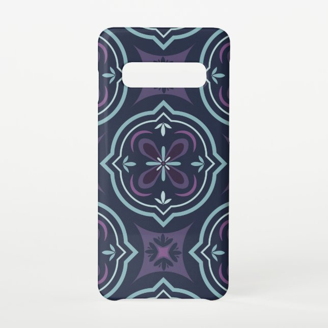 blueish floral tiling pattern samsung galaxy case (Back)