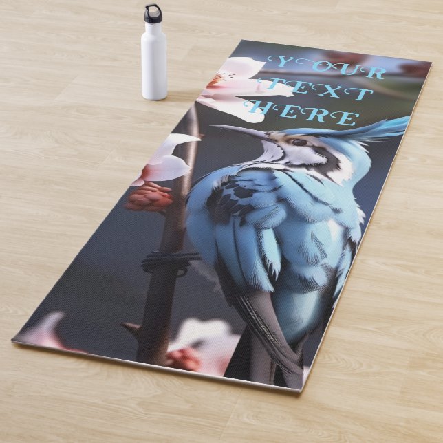 Bluejay and Flowers Custom Yoga Mat (In Situ)