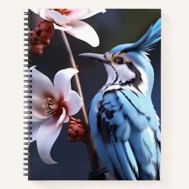 Bluejay and Flowers Notebook (Front)