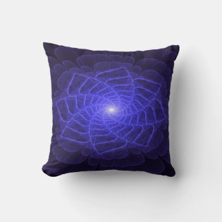 BlueLotus Fractal Flower Throw Pillow