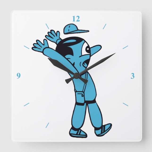 Blueman 2 square wall clock (Front)
