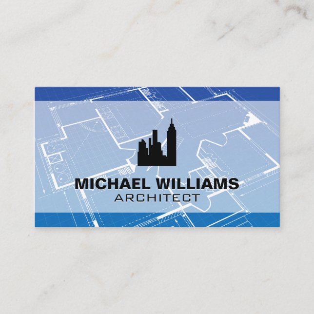 Blueprint | Architect Building Business Card (Front)