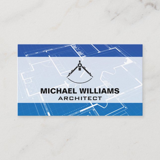 Blueprint | Architect Compass Tool Business Card (Front)