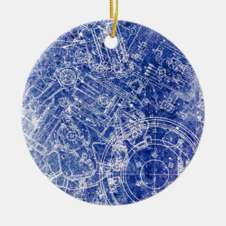 Blueprint Ceramic Ornament