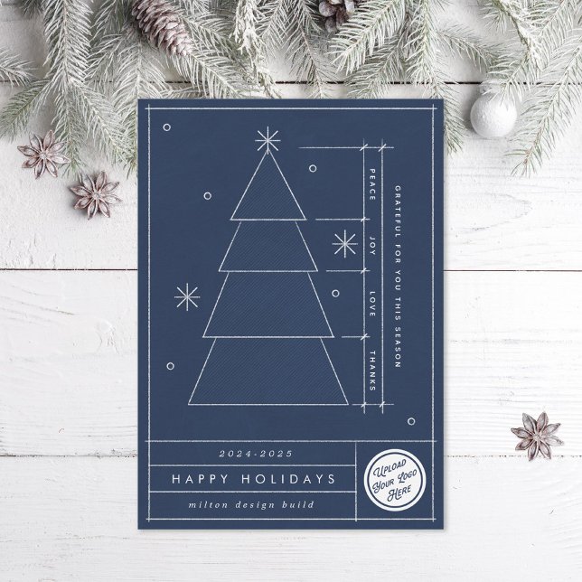 Blueprint Christmas Tree Corporate Non Photo Holiday Card (Creator Uploaded)