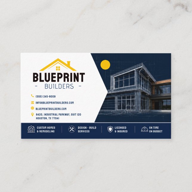 Blueprint Contractor Builder Business Card (Front)