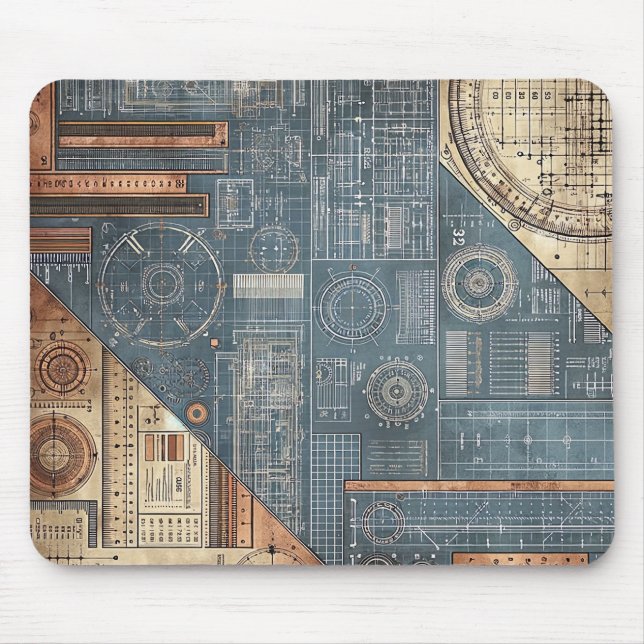 Blueprint Design- Architect's Decor Mouse Pad (Front)