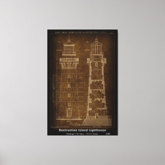 Blueprint DESTRUCTION ISLAND Lighthouse 1888 Canvas Print
