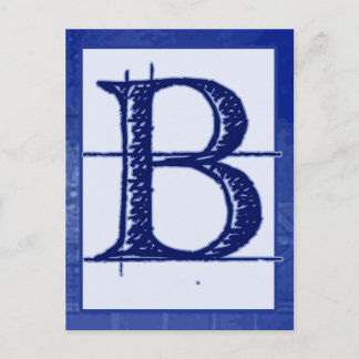 Blueprint Letter "B" Typography Banner Card