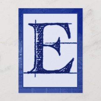 Blueprint Letter "E" Typography Banner Card