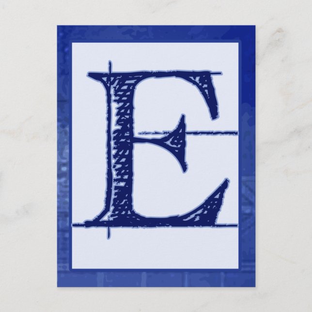 Blueprint Letter "E" Typography Banner Card (Front)