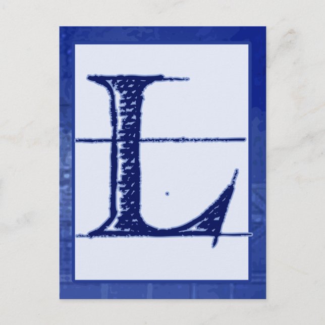 Blueprint Letter "L" Typography Banner Card (Front)