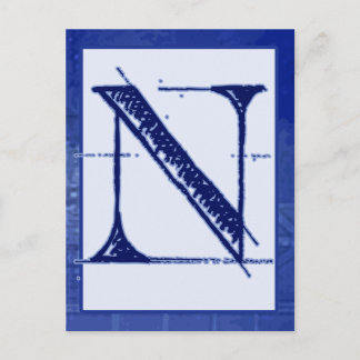 Blueprint Letter "N" Typography Banner Card