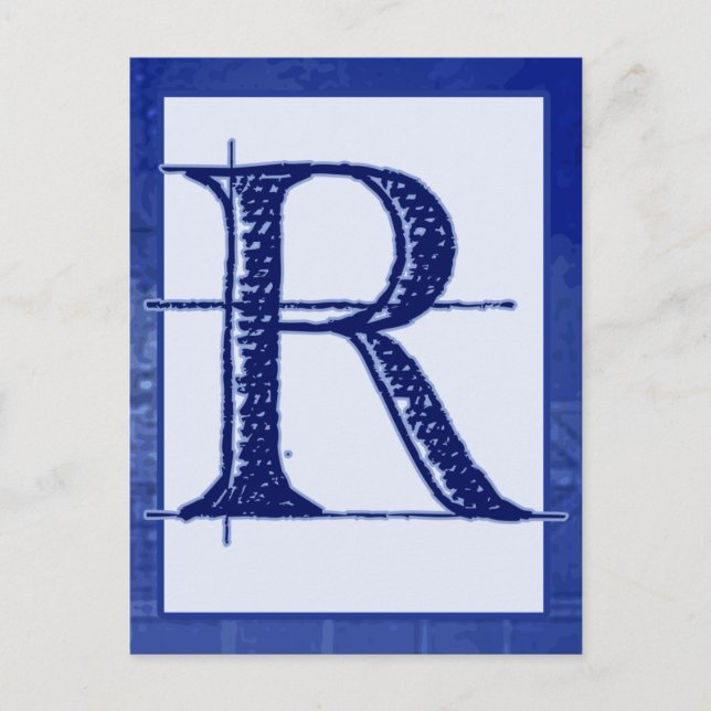 Blueprint Letter "R" Typography Banner Card (Front)