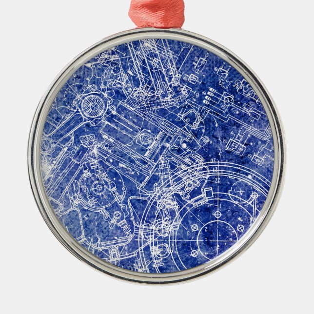 Blueprint Metal Ornament (Front)