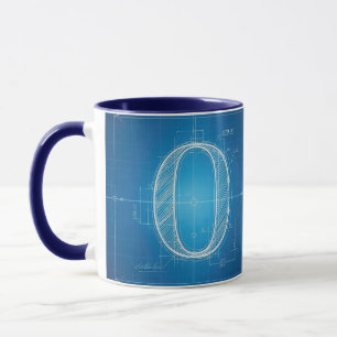 Blueprint Monogram Letter O Mug