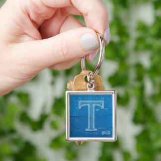 Blueprint Monogram Letter T Keychain