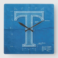 Blueprint Monogram Letter T