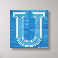 Blueprint Monogram Letter U
