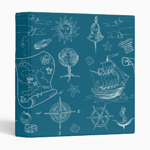 Blueprint Nautical Graphic Pattern Binder