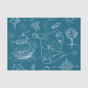 Blueprint Nautical Graphic Pattern Tissue Paper