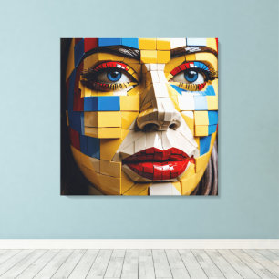 "Blueprint of Humanity" – A Cubist Portrait Canvas Print