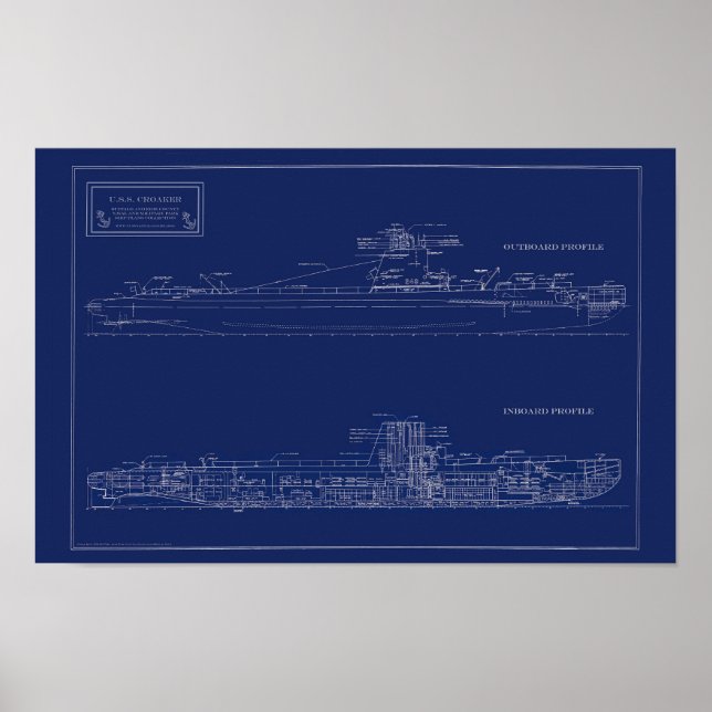 Blueprint of Submarine U.S.S. Croaker Poster (Front)