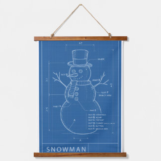 Blueprint Snowman Schematic Print — Tapestry