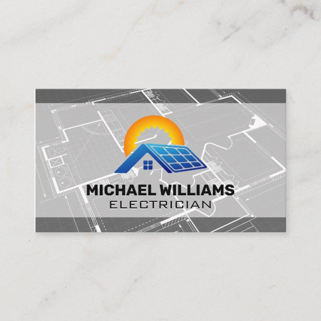 Blueprint | Solar House Logo Business Card (Front)