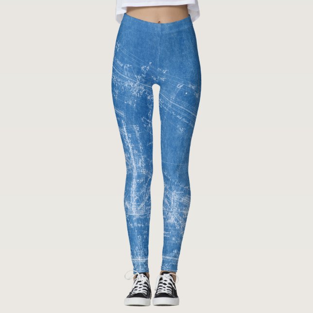 blueprint texture pattern architecture building bl leggings (Front)