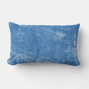 blueprint texture pattern architecture building bl lumbar pillow