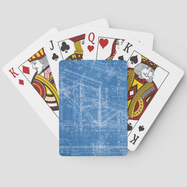 blueprint texture pattern architecture building bl playing cards (Back)