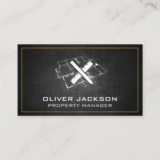 Blueprint Top View | Architect Tools Business Card (Front)