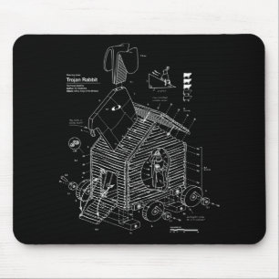 Blueprint Trojan Horse Rabbit Funny Mouse Pad