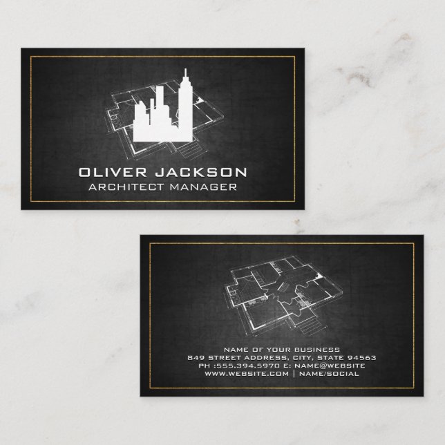 Blueprints | Architect Building Business Card (Front/Back)