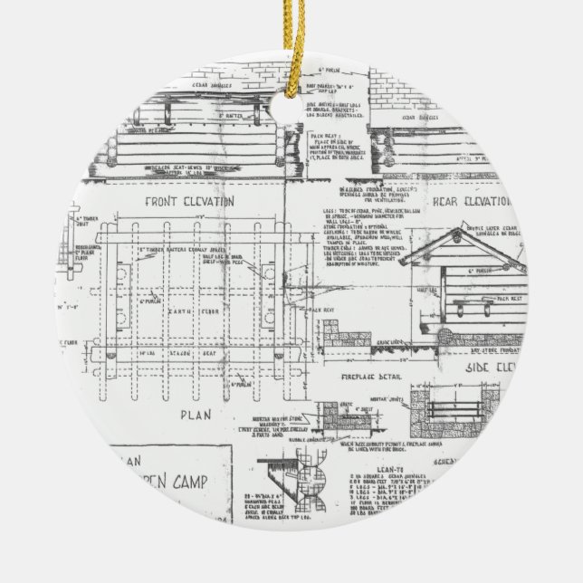 Blueprints Ceramic Ornament (Front)