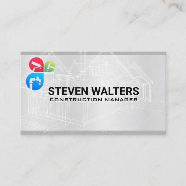 Blueprints | Construction Build Services Business Card (Front)