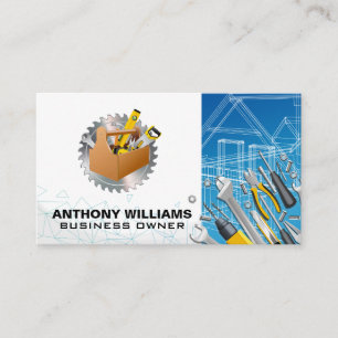 Blueprints   Construction Carpentry Tools Business Card