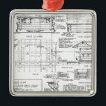 Blueprints Metal Ornament<br><div class="desc">Vintage blueprints for a lean=to</div>