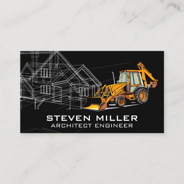 Blueprints Schematics | Architect | Bulldozer Business Card (Front)