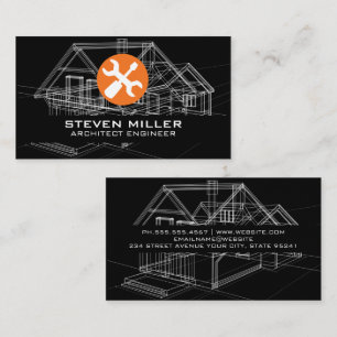 Blueprints Schematics Architect Carpentry Tools Business Card